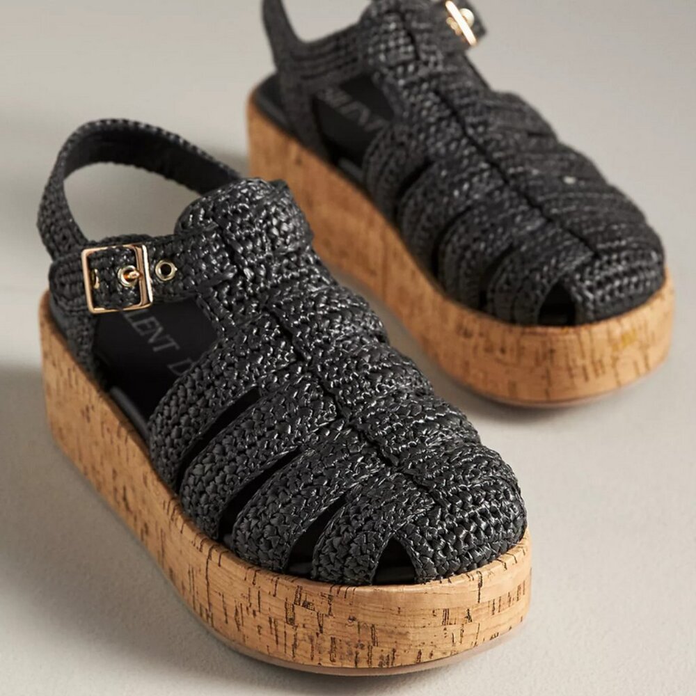 Anthropologie Silent D Fisherman Cork-Bottom Platform Flats – Size 8/8.5 | 39